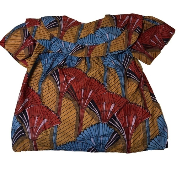 Handmade Puff Sleeve Abstract Top Blouse - Picture 4 of 5